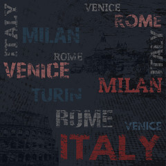 Typographic poster design with Italy