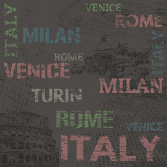 Typographic poster design with Italy