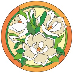 Stained glass window flowers lily