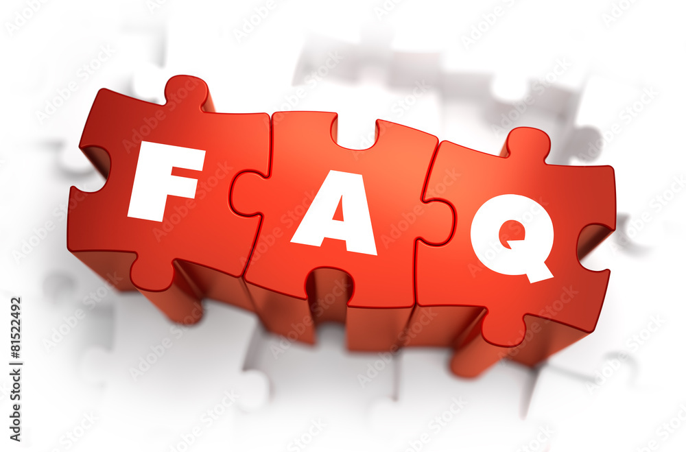 Poster faq - text on red puzzles.