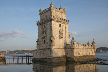 Fototapeta na wymiar Belem tower on Tagus river, Lisbon, Portugal
