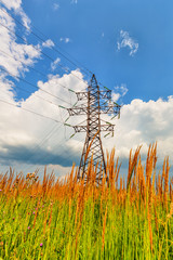 Obraz premium High voltage line and cloudy sky