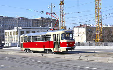 Naklejka na ściany i meble Celebrating the Day of retro trams in Moscow