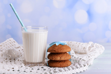 Tasty cookies and glass of milk