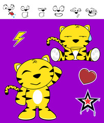 cute tiger funny expressions cartoon set0