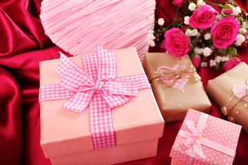 Handmade gift on Valentine Day, close-up