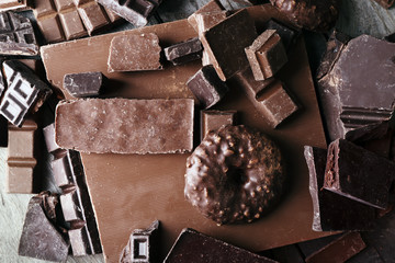 Set of chocolate, closeup