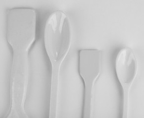 Laboratory spatulas isolated on white