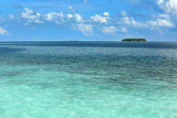 View of beautiful blue ocean water and island