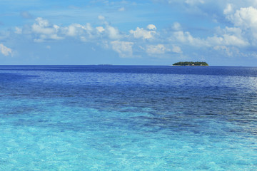 Fototapeta premium View of beautiful blue ocean water and island