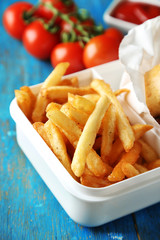 Tasty burger and french fries