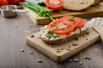 Healthy breakfast - homemade beer bread with cheese