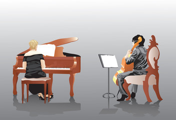 Women Paying a Piano and Cello