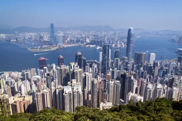 Cercles muraux Hong Kong Vue sur les toits de Hong Kong depuis le Victoria Peak.