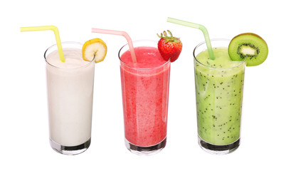 healthy glass of smoothies collection flavor isolated on white b
