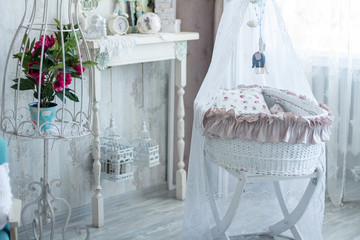 Interior room with a cot in retro style