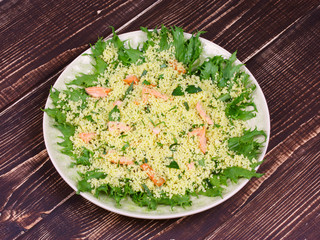 Cous cous salad with salmon