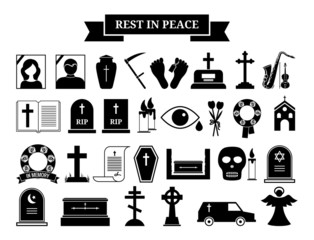 Vector funeral icons