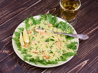 Cous cous salad with salmon