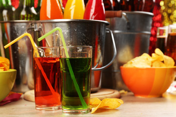 Prepared table with drink for party