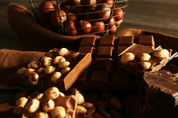 Still life with set of chocolate with nuts