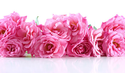 Bouquet of beautiful fresh roses isolated on white