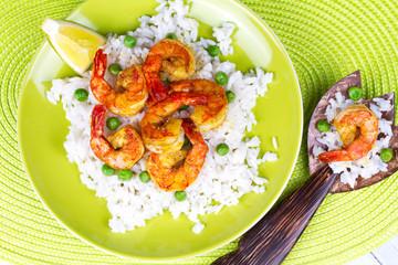 Shrimps with Rice and Peas