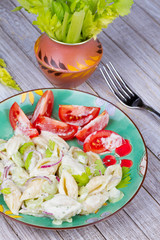 Creamy Pasta Salad with Celery and Red Onion