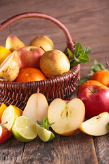 fresh fruits on wood