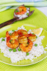 Shrimps with Rice and Peas