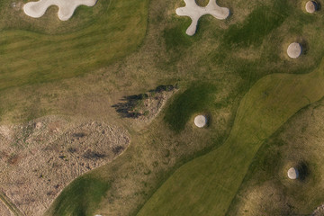 Aerial view over golf field
