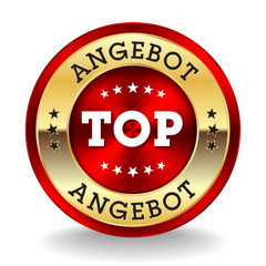 Roter Top Angebot Siegel mit gold Rand
