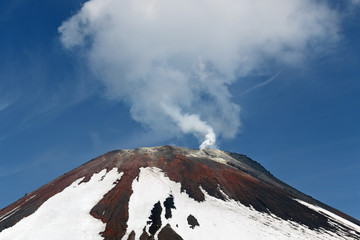 Top of fumarolic activity volcanic cone Avachinsky Volcano