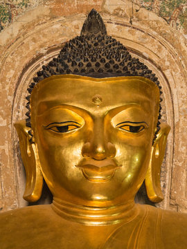 Smile Face of Buddha Image inside Htilominlo Pagoda, Bagan