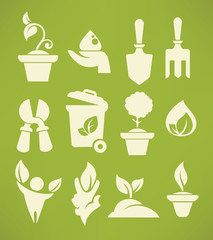 all for your gardening, icon and emblem set
