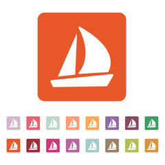 The sailboat icon. Sailing ship symbol. Flat