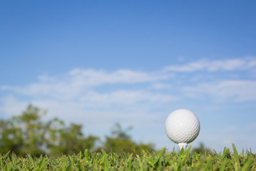 Golf ball with sky background