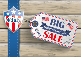 4 July Sale Price Sticker Shield Wood