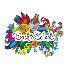 Vector decorative doodles design card Back to school