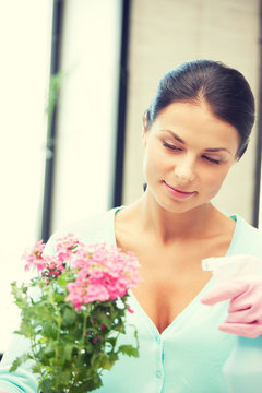 lovely housewife with flower