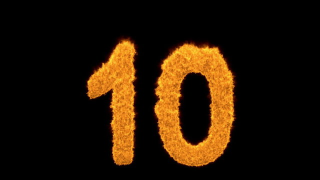 Fiery orange number 10 for an anniversary