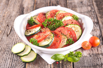 tomato, courgette and herbs