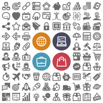 Web finances business shopping flat icons