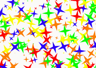 many multicolored stars on white backgrounds