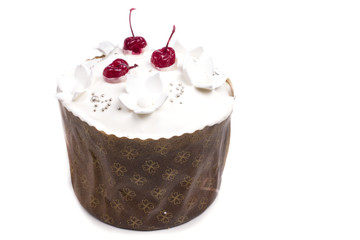 delicious festive Easter cakes with icing and cherries