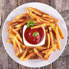 french fries and ketchup