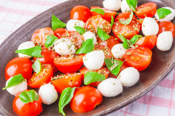 salad with tomatoes, mozzarella and fresh basil