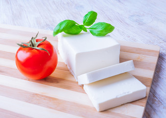 feta cheese on the kitchen board