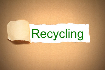 brown paper torn to reveal recycling
