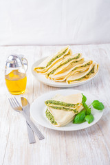 Pancakes with spinach and feta cheese